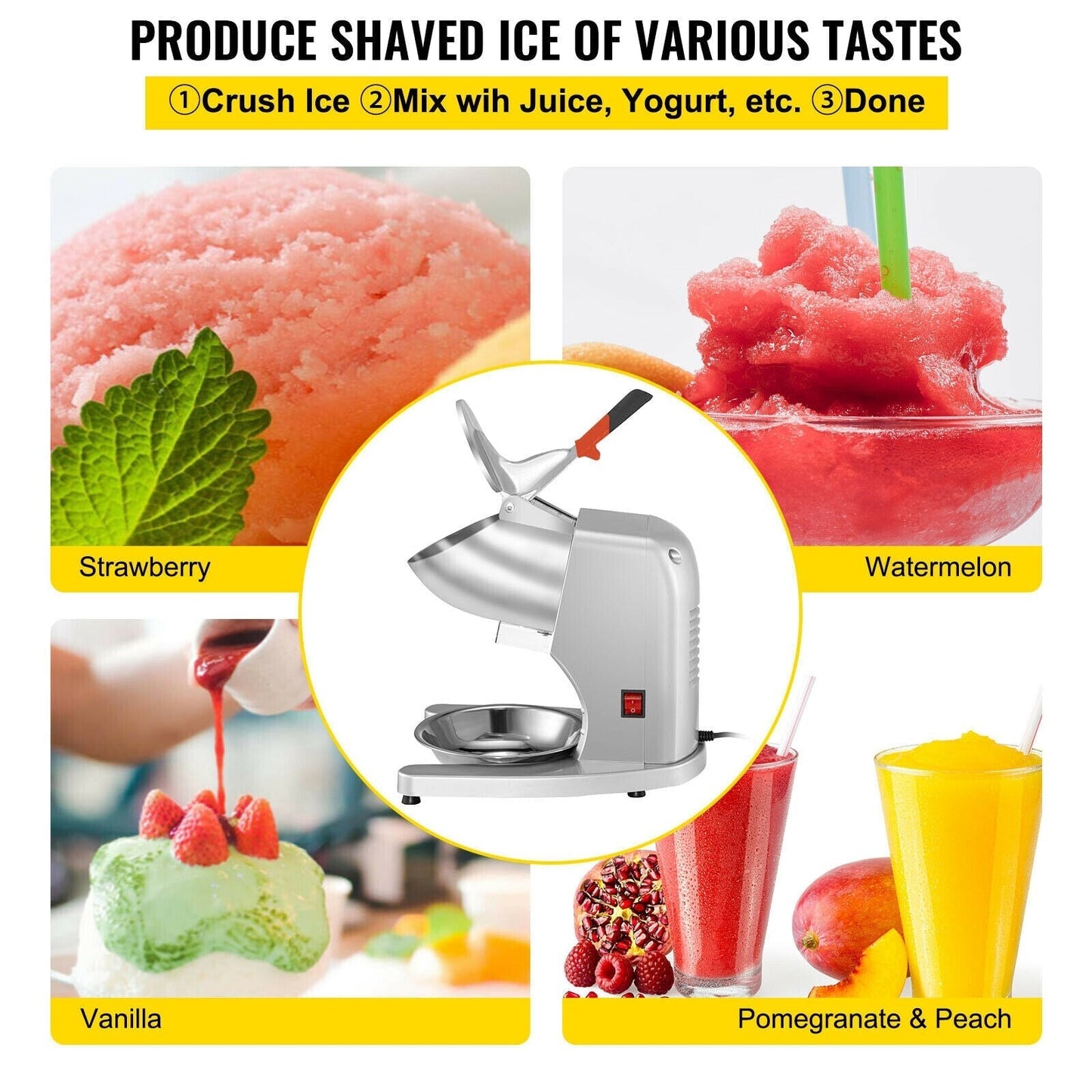 Electric Dual Blade Ice Crusher Commercial Snow Cone Machine