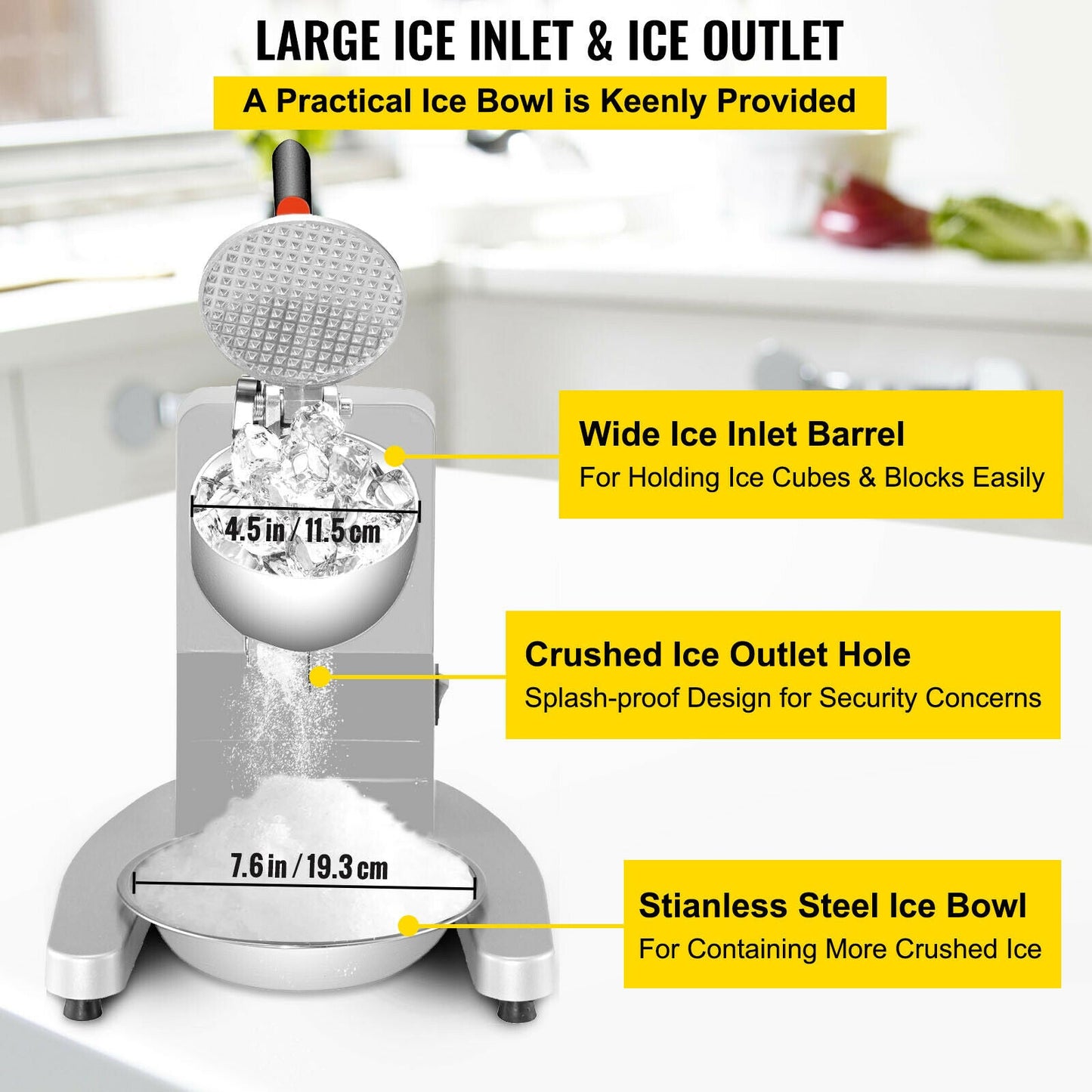 Electric Dual Blade Ice Crusher Commercial Snow Cone Machine