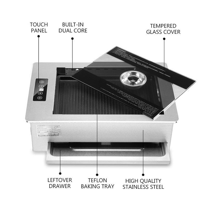 Electric Grill Commercial Restaurant Smokeless Barbecue Grill Pan