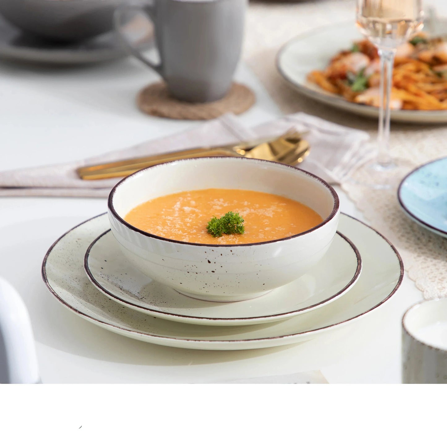 Elegant Stoneware Ceramic Dinnerware Set Plate Bowl Mug Tableware Set