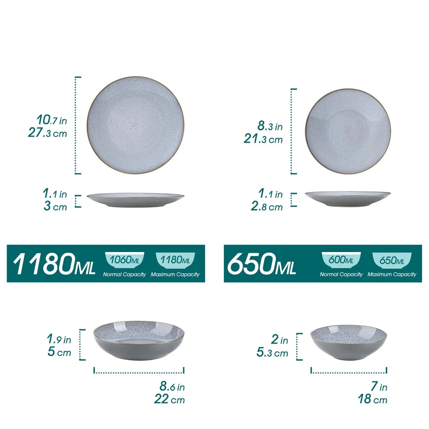 Embossed Pattern Stoneware Tableware Set Service for 4/8/12 Person