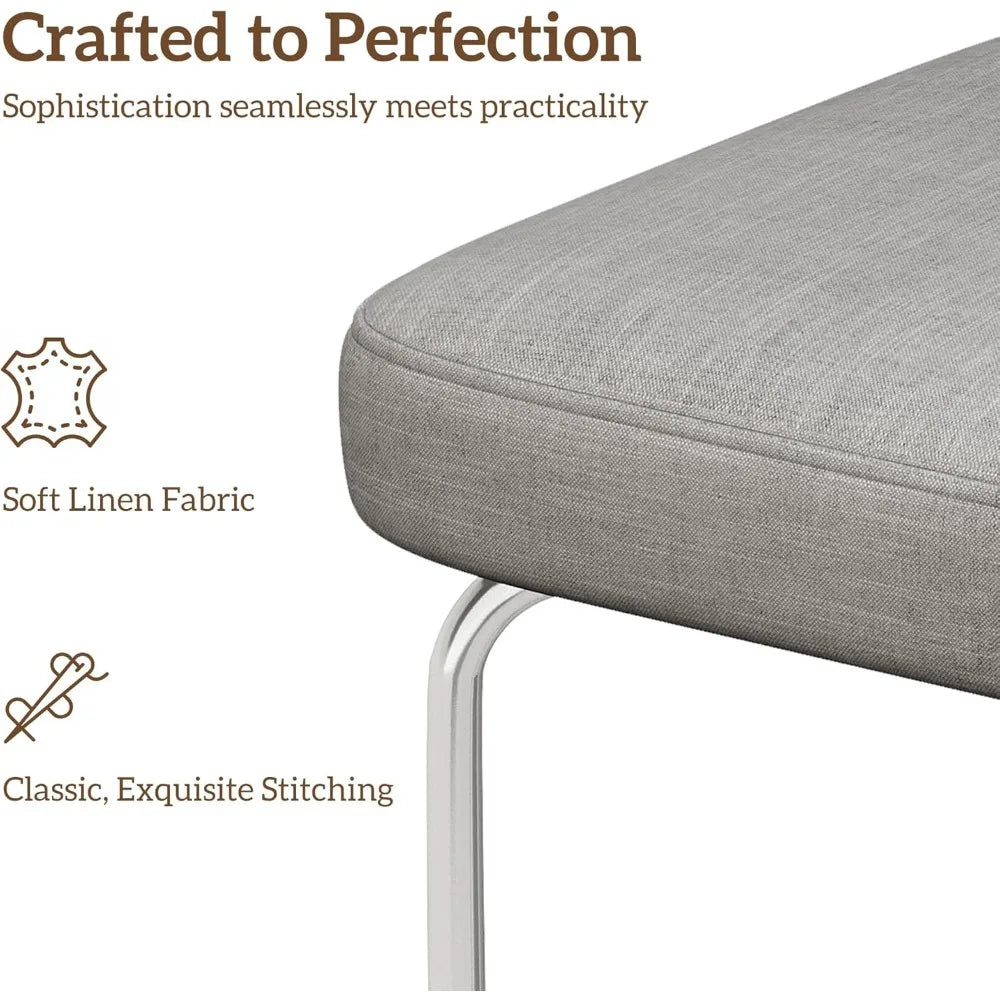 Fabric Counter Bar Stools with Back and Metal Legs Footrest Set of 4