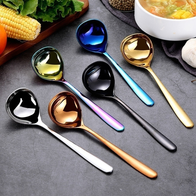 Family Soup Spoon Stainless Steel Kitchen Cooking Spoon Soup Spoon