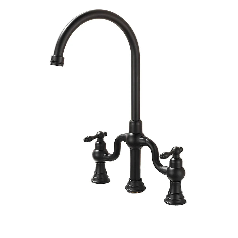 Fashion Kitchen Faucet Antique Dual Handles Brass Water Mixer Faucet