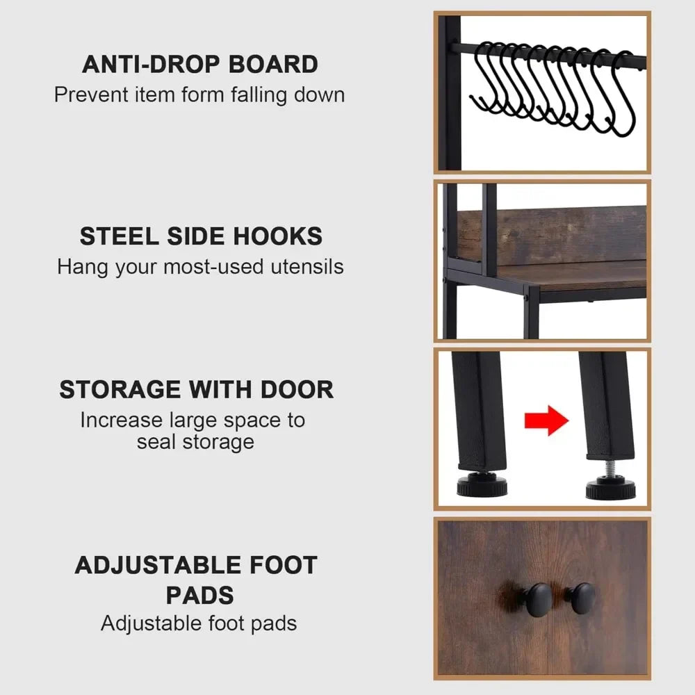 Freestanding Kitchen Utility Storage Shelf Bakers Rack Microwave Stand