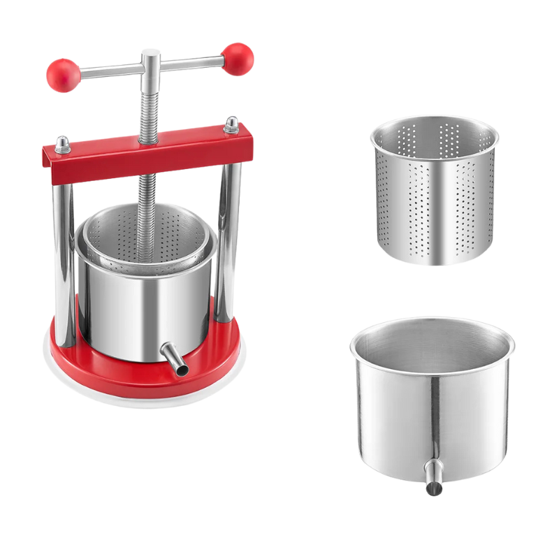 Fruit Press Stainless Steel Barrels Manual Juice Maker with T-Handle