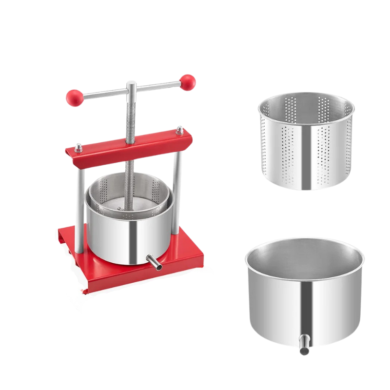 Fruit Press Stainless Steel Barrels Manual Juice Maker with T-Handle