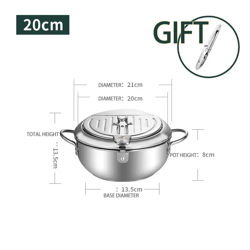 Frying Pot Stainless Steel Induction Temperature Control Mini Fryer Pan