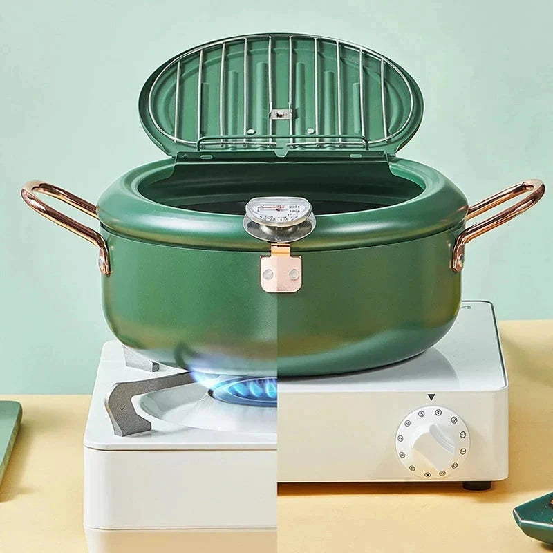 Frying Pot Stainless Steel Induction Temperature Control Mini Fryer Pan