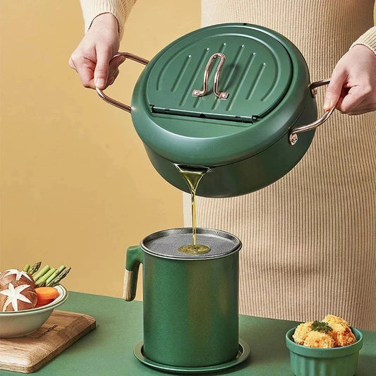 Frying Pot Stainless Steel Induction Temperature Control Mini Fryer Pan