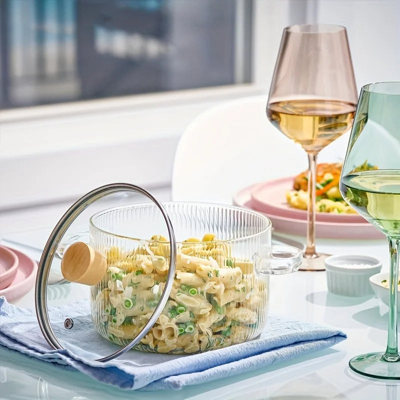 Glass Cooking Pot With Lid Heat-Resistant Borosilicate Glass Pot