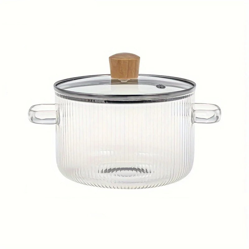 Glass Cooking Pot With Lid Heat-Resistant Borosilicate Glass Pot