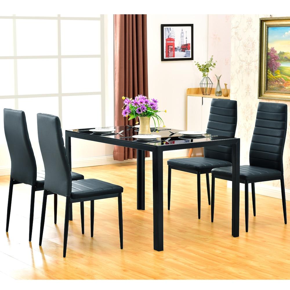 Glass Metal Kitchen Dining Table Set