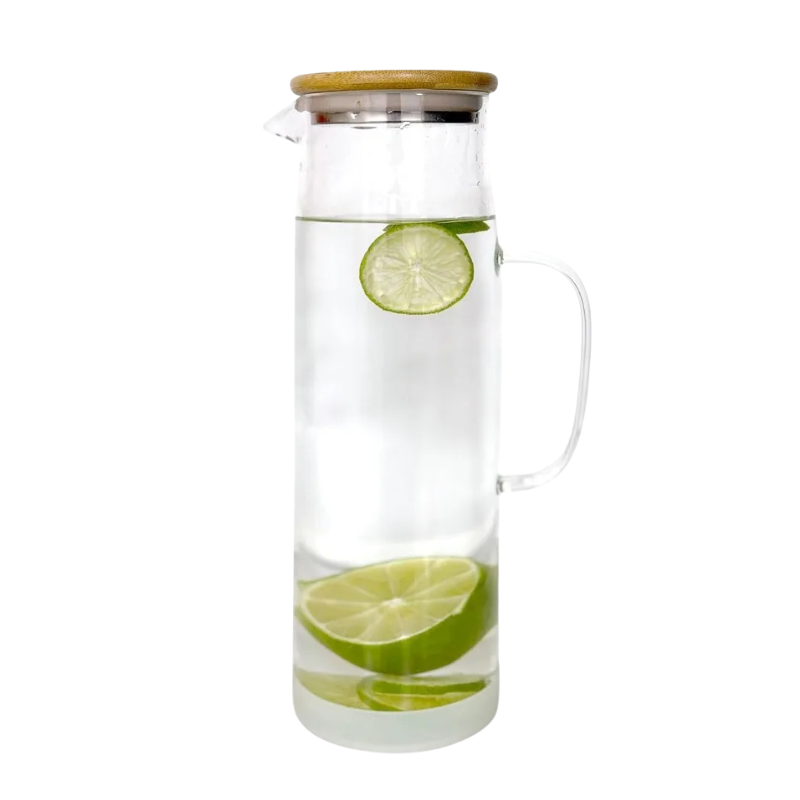 Glass Pitcher with Lid Glass Water Carafe with Handle Fridge Water Jug