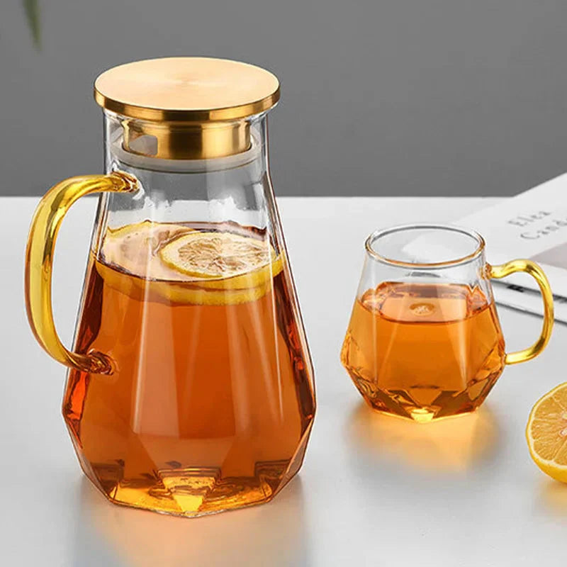 Glass Water Bottle Kettle Gradient Diamond Shaped Water Kettle Water Cups