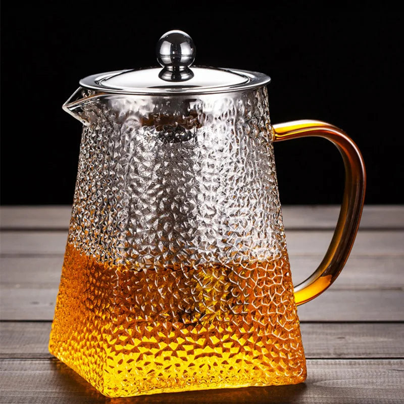 Hammer Glass Teapot With Stainless Steel Filter Heat Resistant Teapot