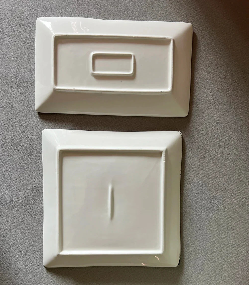 Handmade Ceramic Neuschwanstein Castle Building Rectangle Plate