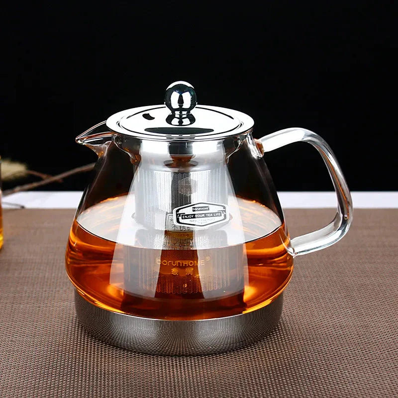 Heat Resistant Clear Glass Teapot Household Thickened Tea Kettle