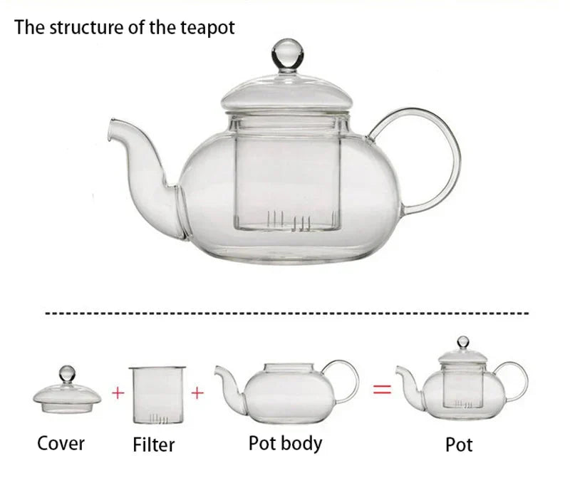 Heat Resistant Glass Tea Pot Glass Teapot with Infuser Tea Pot Set