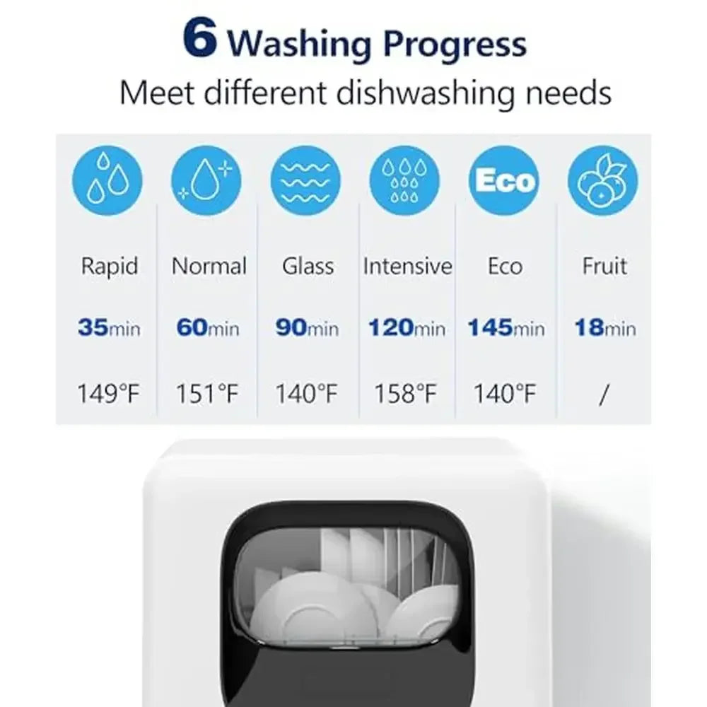 High Capacity Dishwasher LED Touch Screen Dual Spray Arms Air Drying