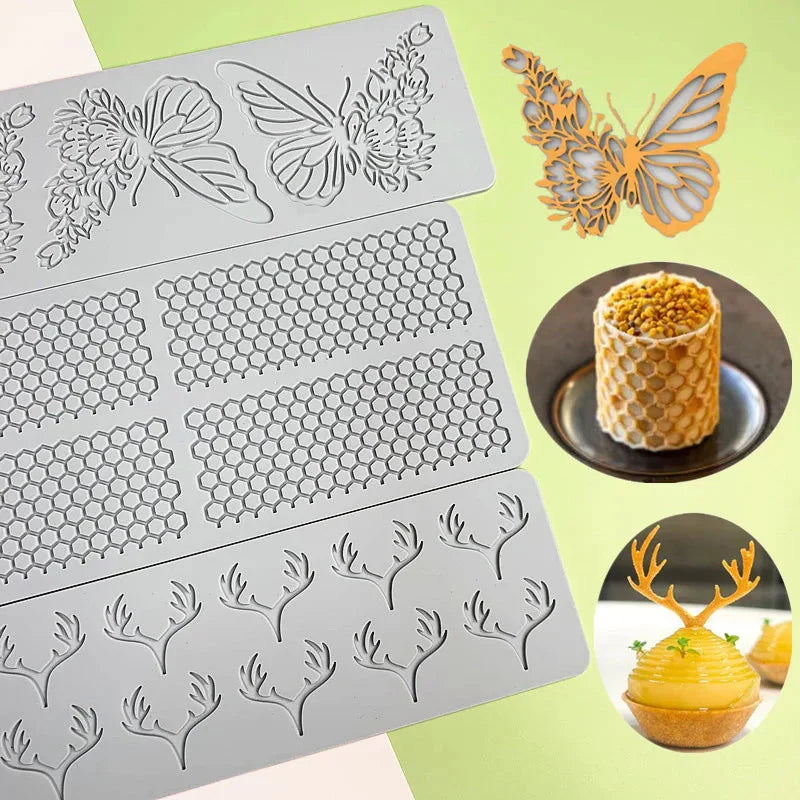 Hollow Out Butterfly Honeycomb Sugar Lace Pad Baking Silicone Mold