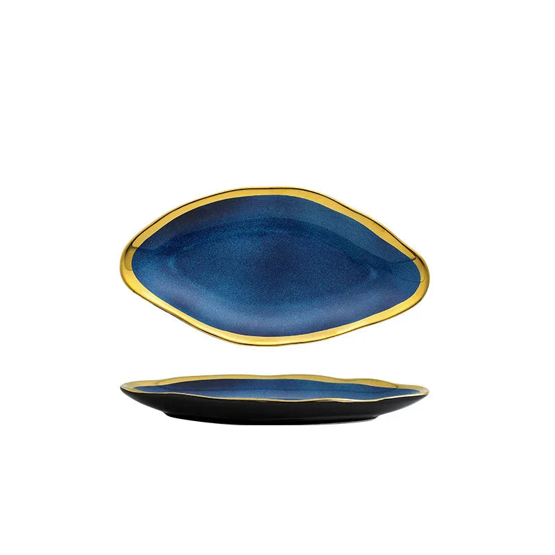 Irregular Ceramic Plate Bowl Nordic Dinnerware Kitchen Tableware