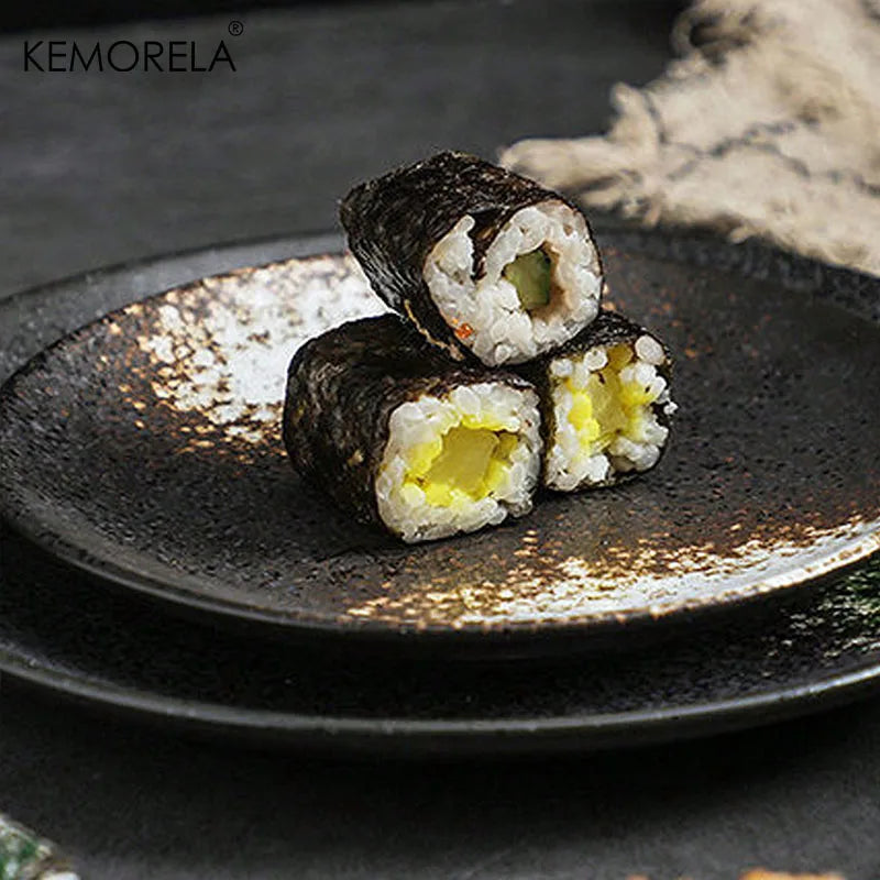 Japanese Style Ceramic Circular Dinner Plate Dessert Dish Plate