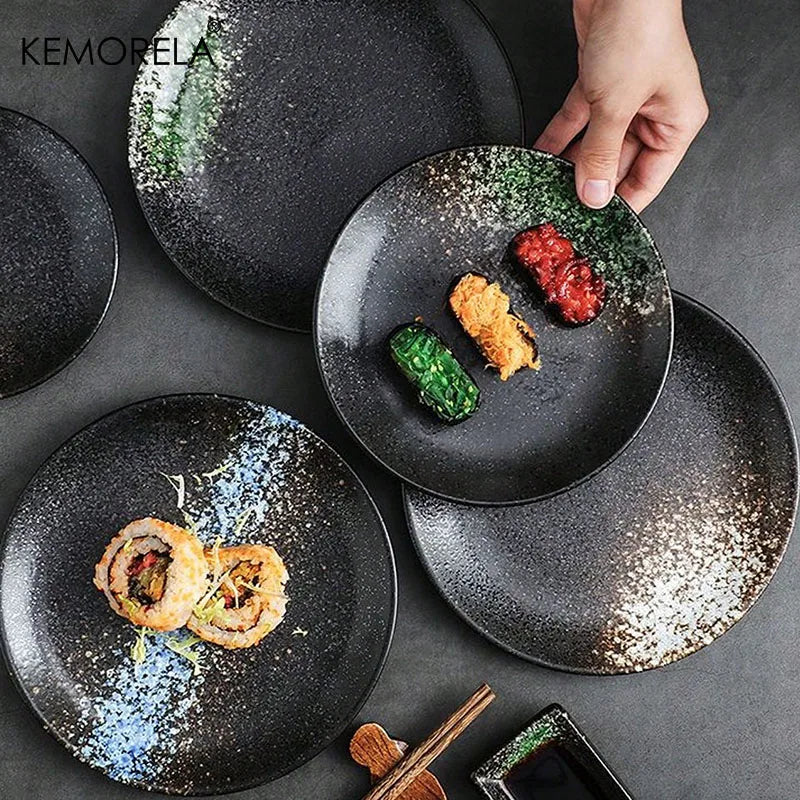 Japanese Style Ceramic Circular Dinner Plate Dessert Dish Plate