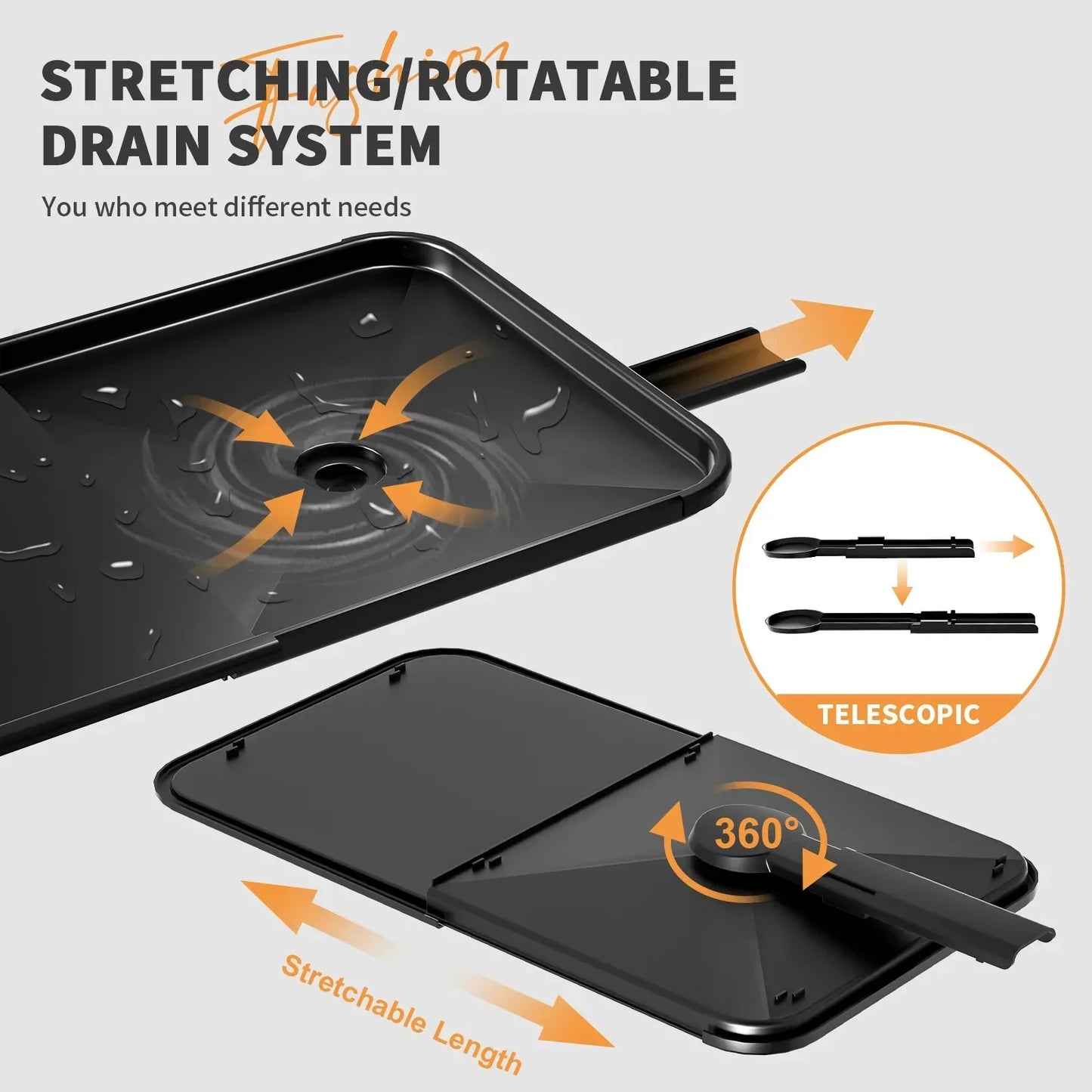 Kitchen Expandable Dish Drying Rack with Rotatable Swivel Spout