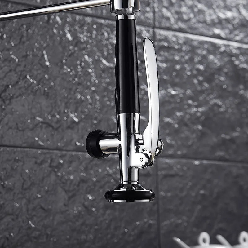 Kitchen Faucet Brass Pull-Out Faucet Dual Swivel Hot Cold Water Tap