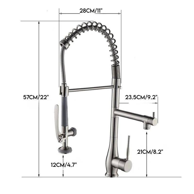Kitchen Faucet Brass Pull-Out Faucet Dual Swivel Hot Cold Water Tap