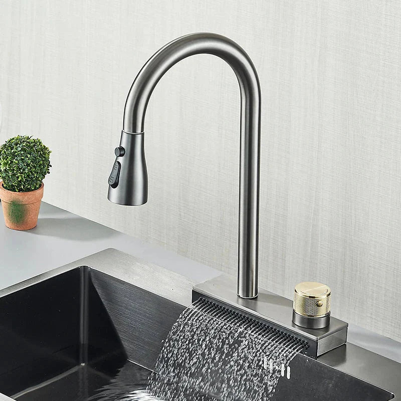 Kitchen Faucet Flexible Pull Out 3 Way Sprayer Gourmet Kitchen Faucet