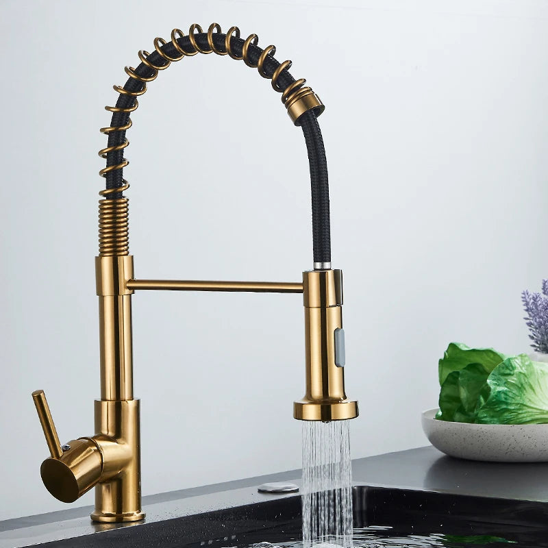 Kitchen Faucet Pull Down 2-way Spray Single Handle 360 Rotation Tap
