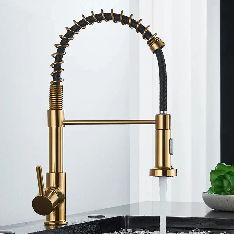 Kitchen Faucet Pull Down 2-way Spray Single Handle 360 Rotation Tap