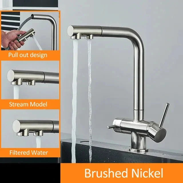 Kitchen Pull Out Spray 360 Rotation Water Filter Tap Dual Sprayer Tap