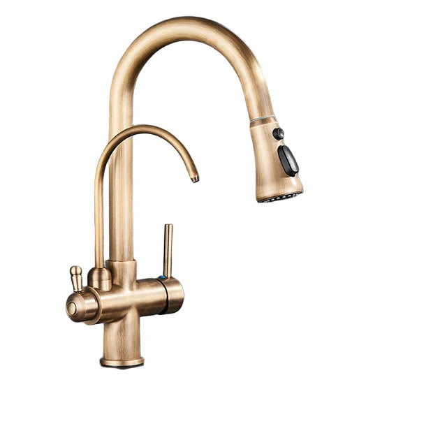Kitchen Pull Out Spray 360 Rotation Water Filter Three Ways Sink Tap