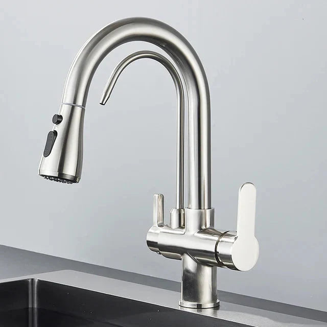 Kitchen Pull Out Spray 360 Rotation Water Filter Three Ways Sink Tap