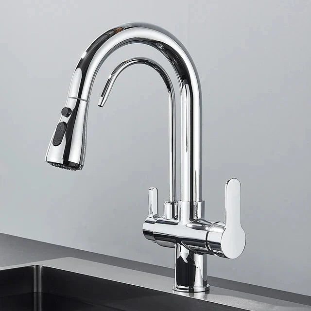 Kitchen Pull Out Spray 360 Rotation Water Filter Three Ways Sink Tap
