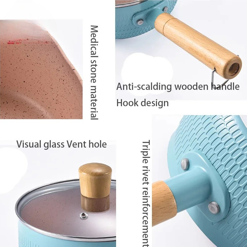 Medical Stone Saucepan With Lid Kitchen Nonstick Pan Pots Cookware