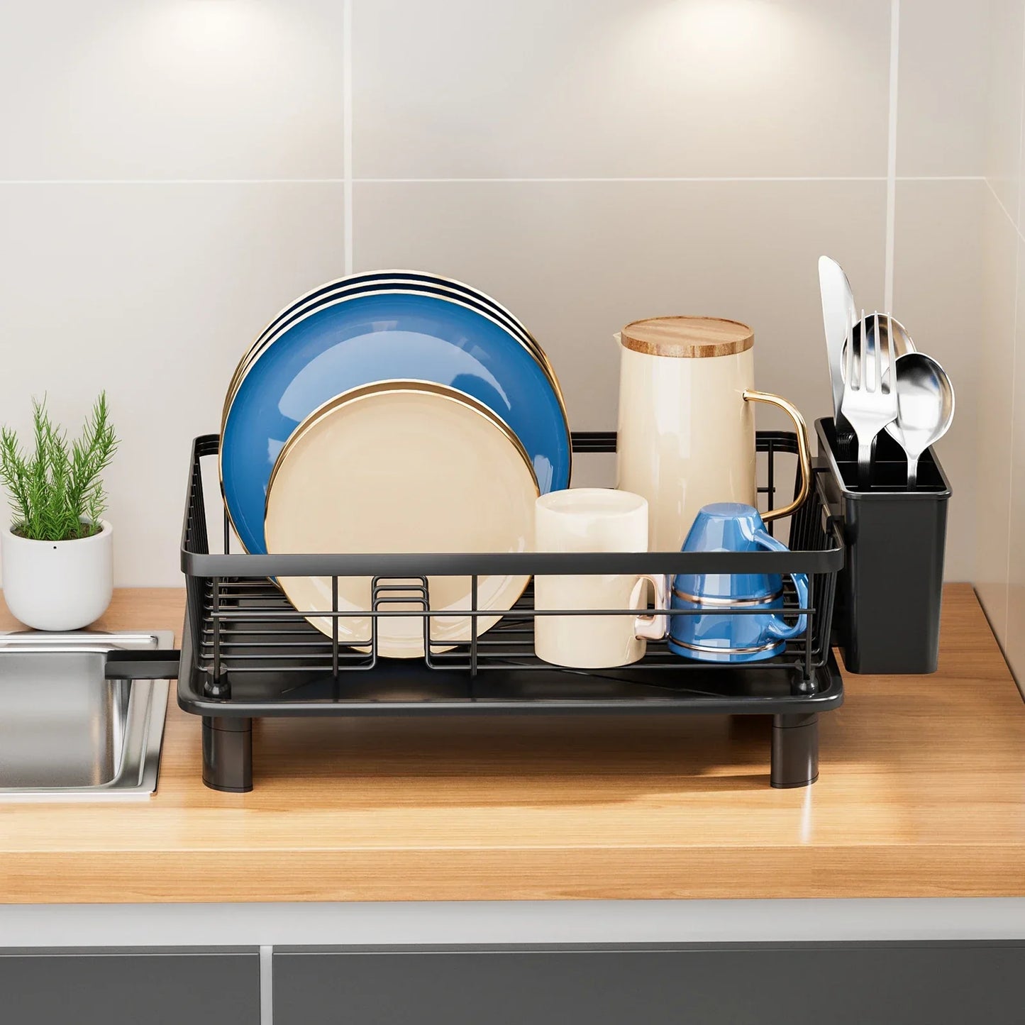 Metal Dish Drying Rack Multifunctional Space Saving Dish Storage