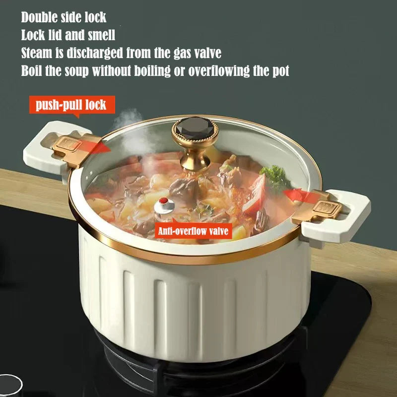Micro Pressure Non Stick Pan Double Handle Cooking Pot with Lid