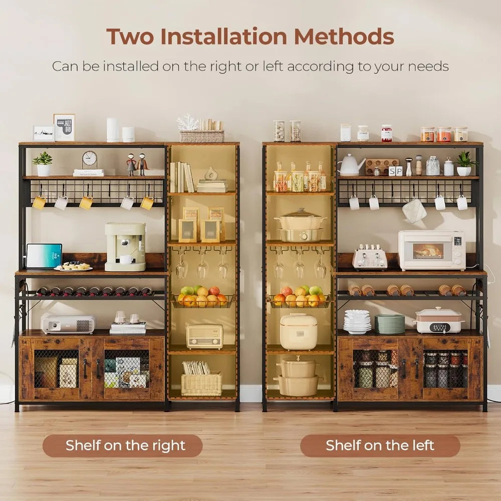 Microwave Stand Storage Shelves Kitchen Bakers Rack with Power Outlet