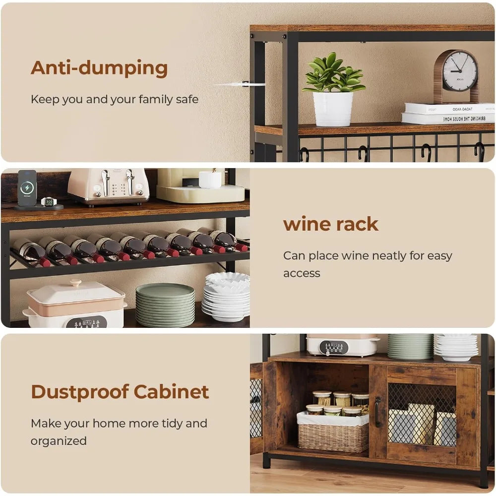 Microwave Stand Storage Shelves Kitchen Bakers Rack with Power Outlet