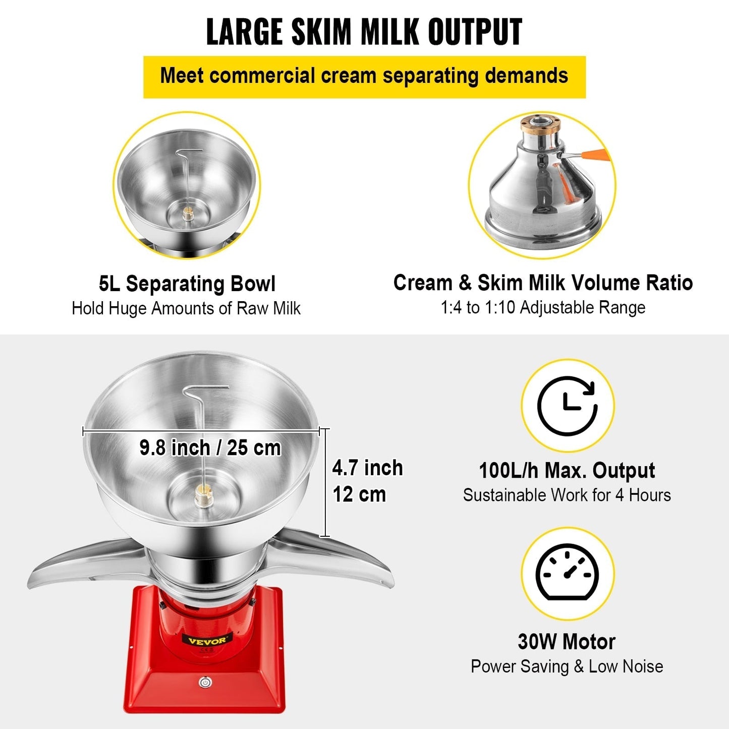 Milk Cream Separator Commercial Stainless Steel Centrifugal Skimmer