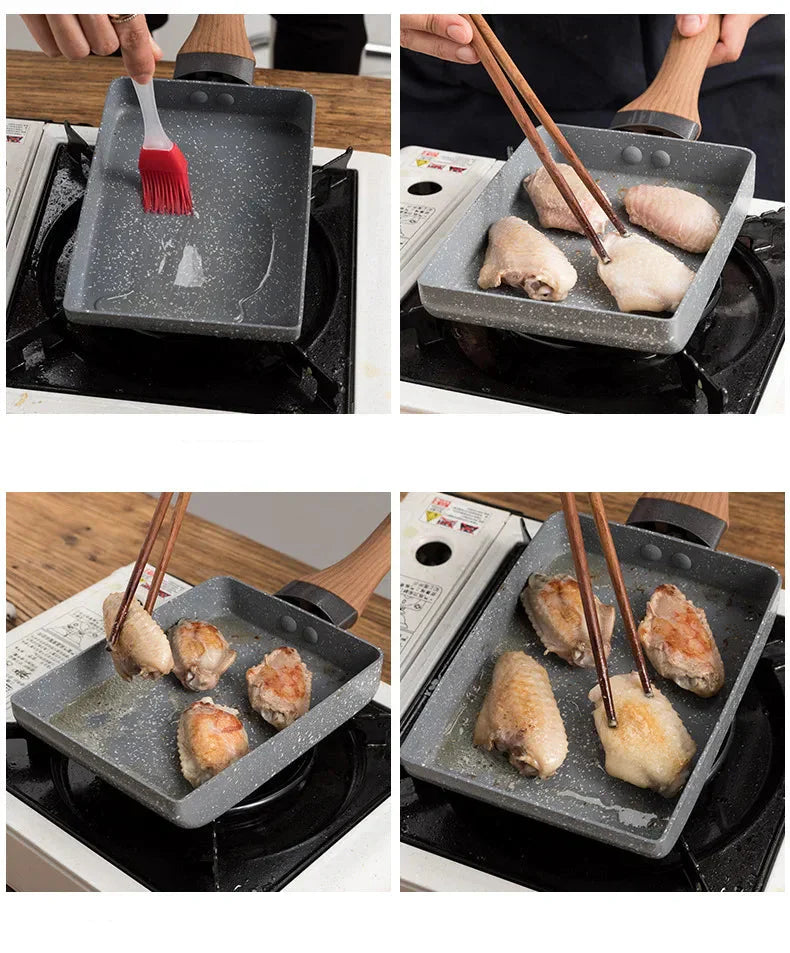 Non stick Frying Pan Tamagoyaki Omelette Egg Pan Kitchen Gas Cooker