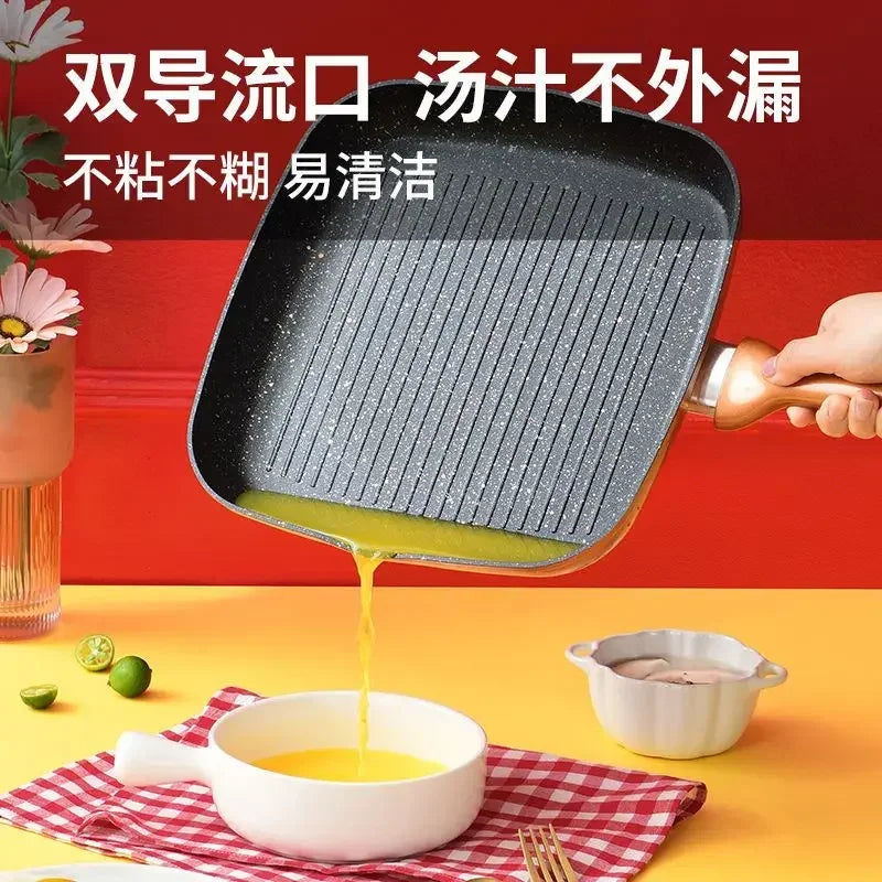 Non stick Medical Stone Steak Frying Pan Kitchen Induction Gas Cooker