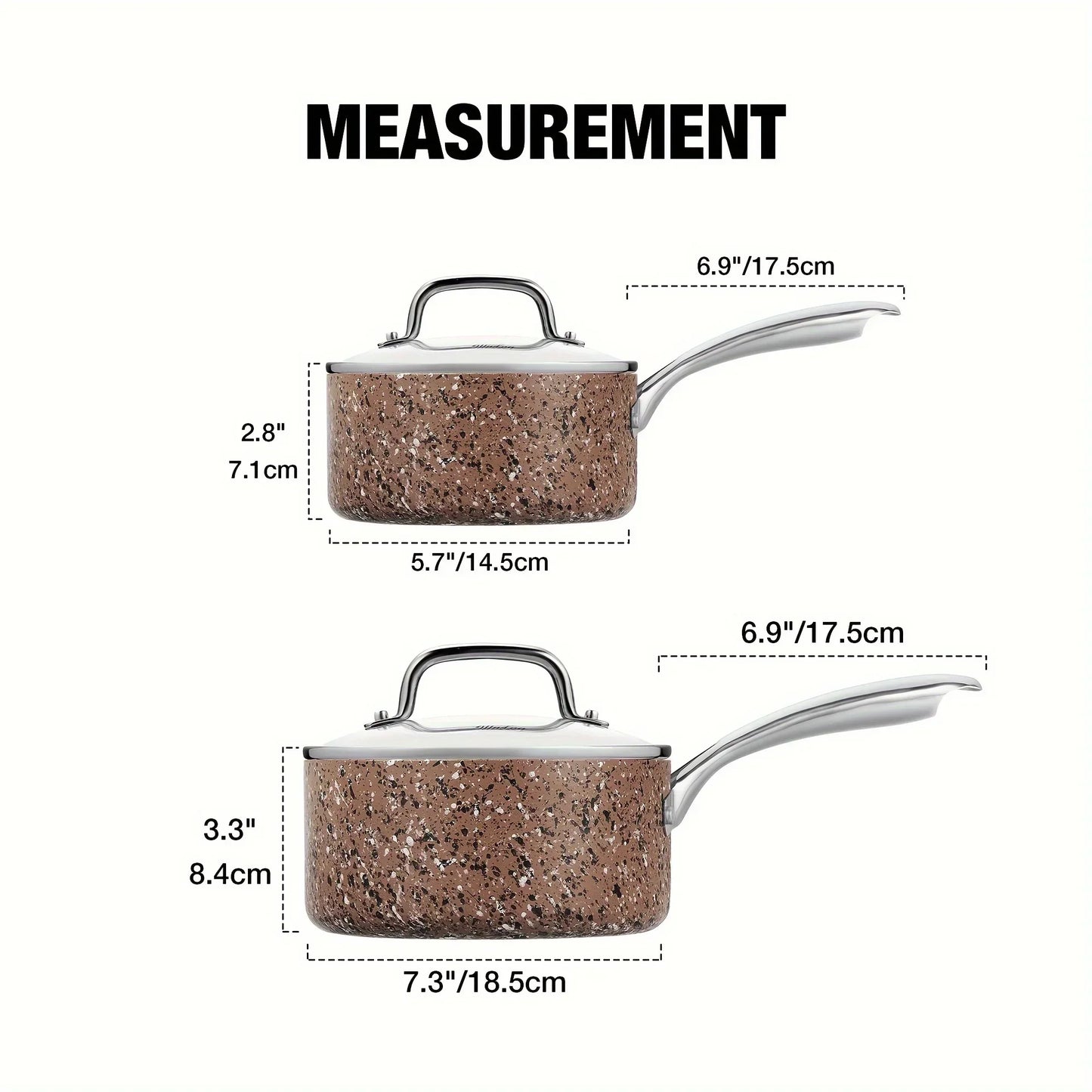 Nonstick Pan Set with Lid Stainless Steel Handle Multipurpose Pots