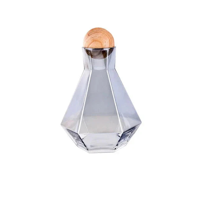 Nordic Prismatic Glass Carafe with Wooden Lid