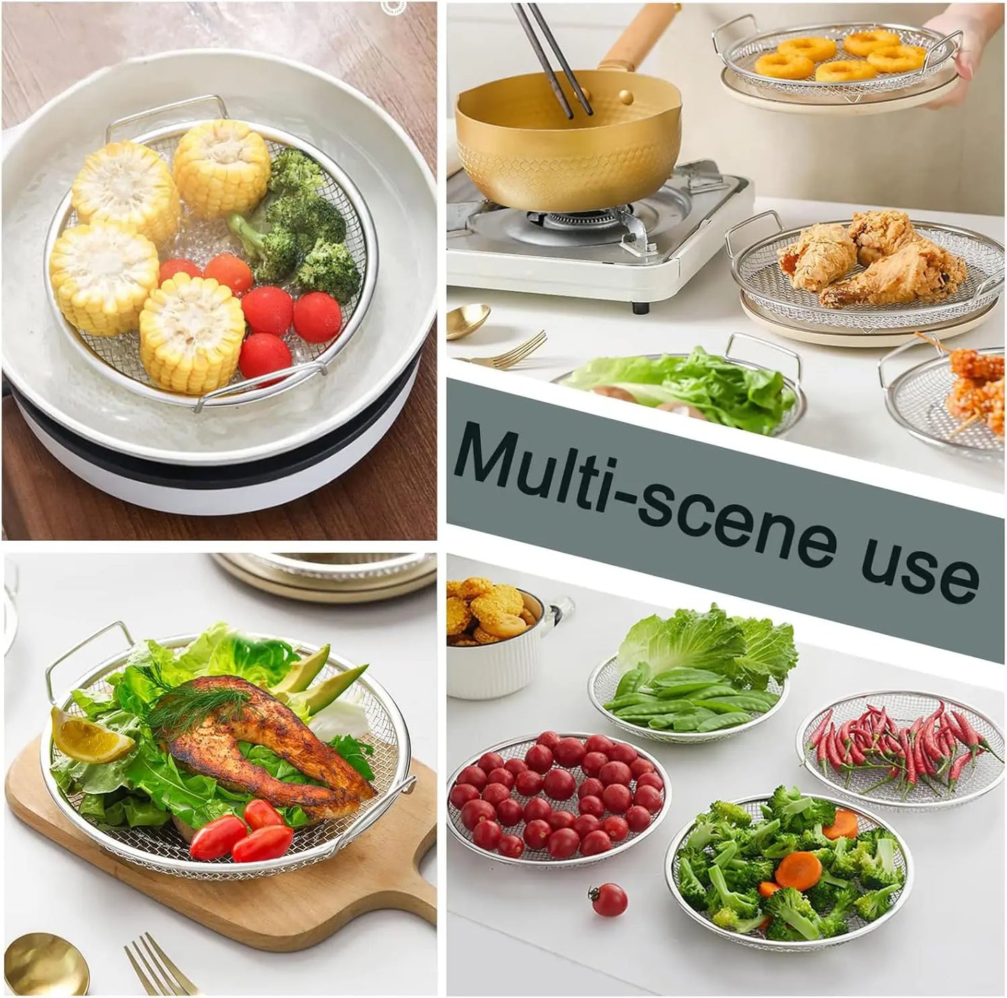 Oil Filter Tray Stainless Steel Air Fryer Mesh Pan Draining Basket