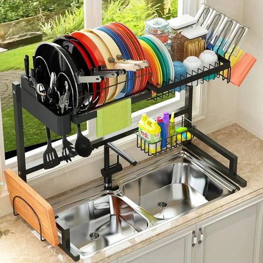 Over The Sink Dish Drying Rack Snap-On Design 2 Tier Dish Drainer